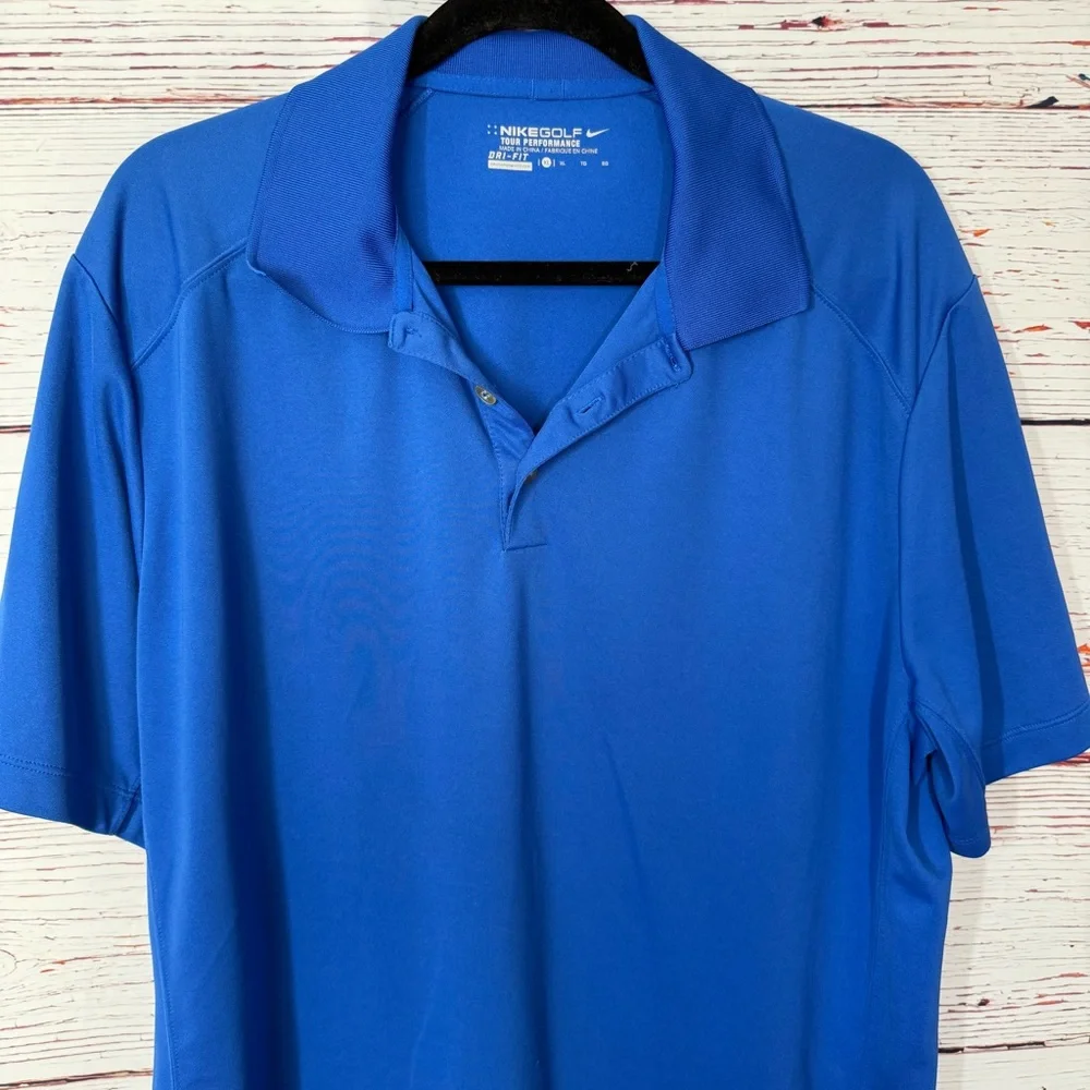 Nike Golf Dri-FIT Tour Performance Polo‎ XL Cobalt Blue Shirt Swoosh Classic